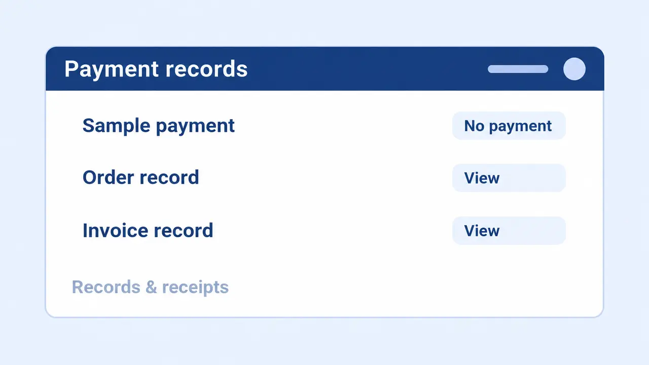 A list of sample payment and invoice records.