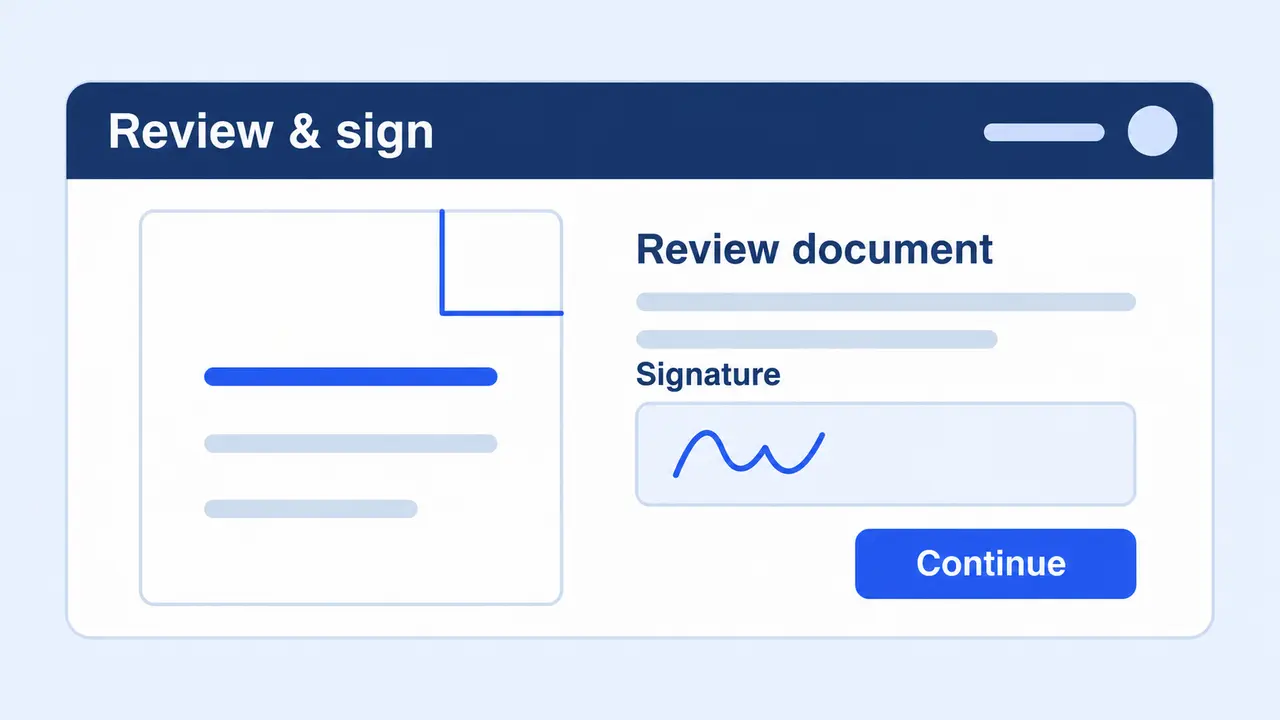 A document reader with a highlighted signature field.