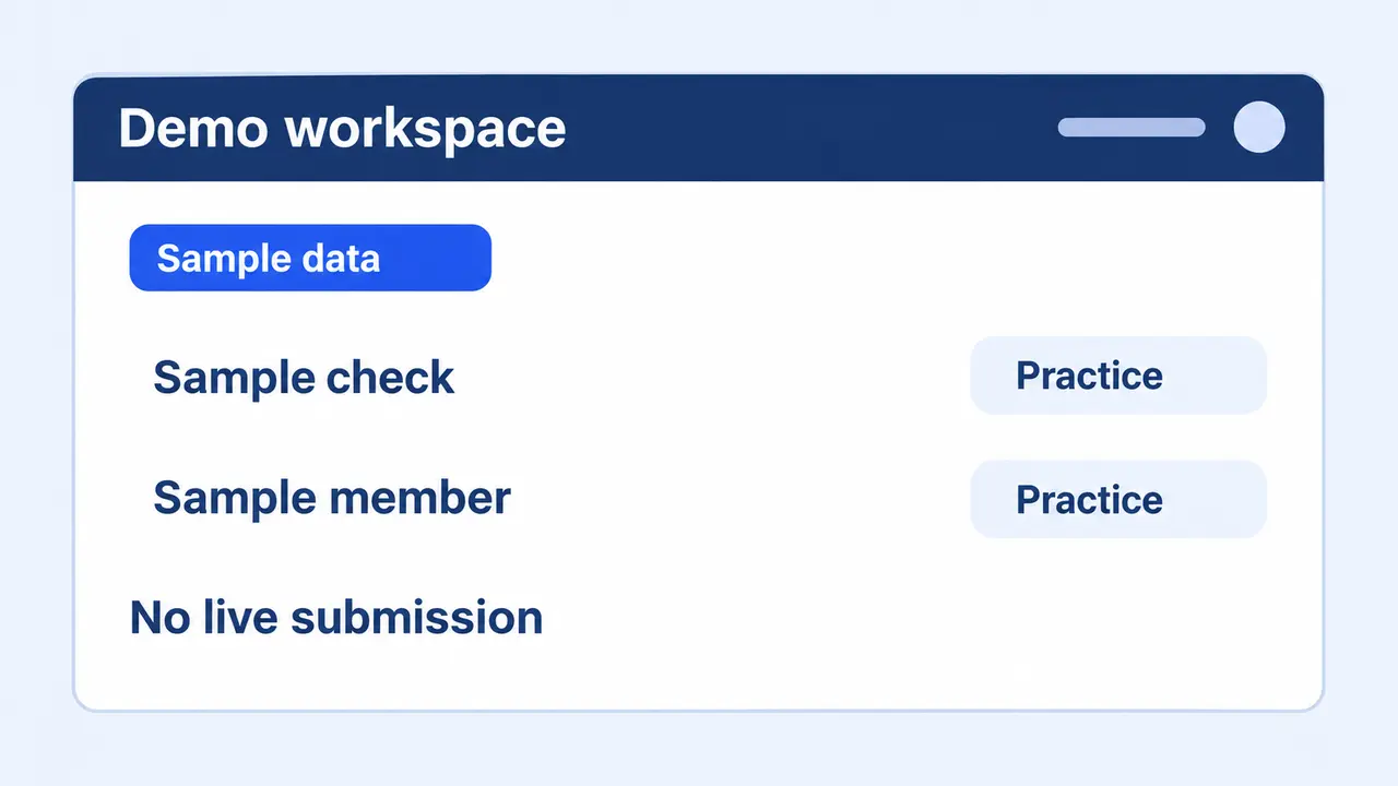 A sample-data workspace clearly labelled Practice.