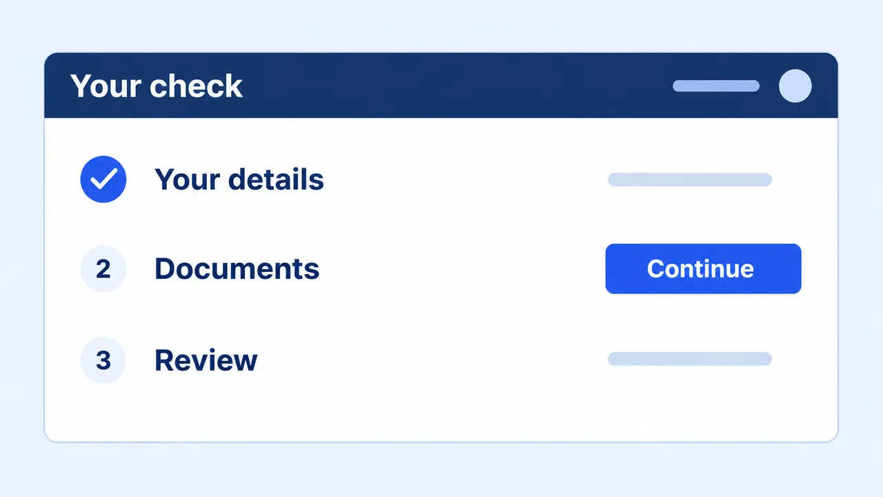 An application checklist with Documents as the next step.