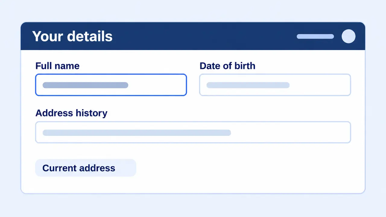 Name and address-history fields in an applicant form.
